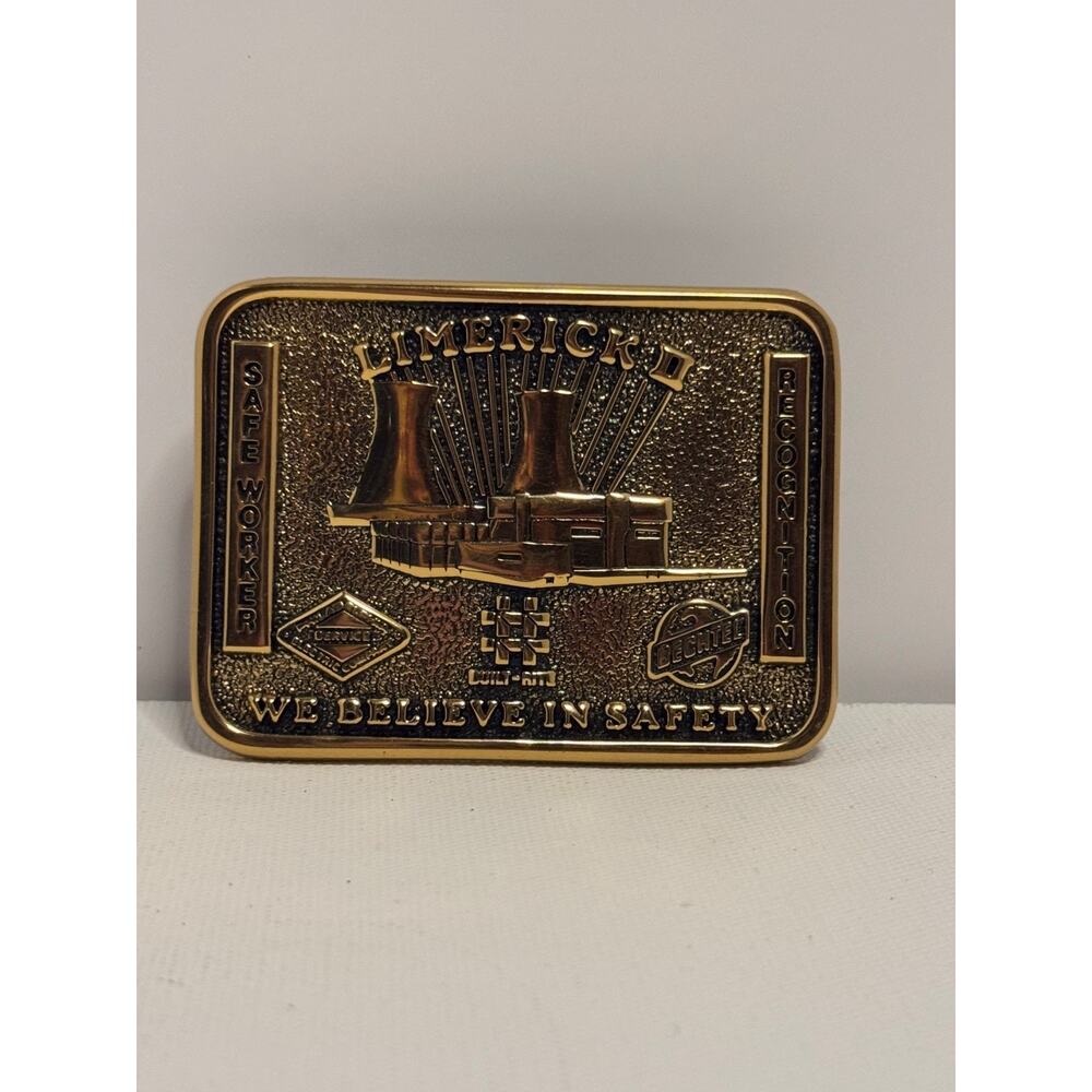 BECHTEL LIMERICK II, We Believe in Safety Solid Brass Belt Buckle BTS 1983